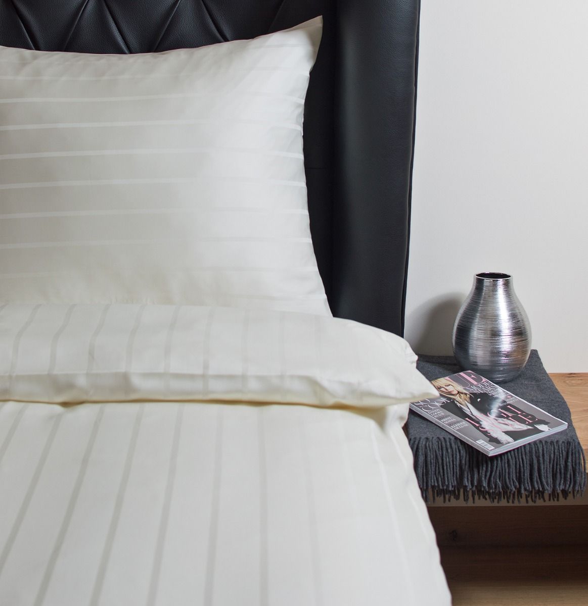 Fitted Sheet DOBBY WEAVE Stripes Ivory H-25