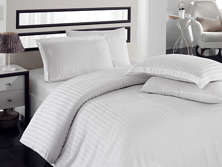 КПБ ALFABED Premium Woven Cotton Sateen Stripe White 3