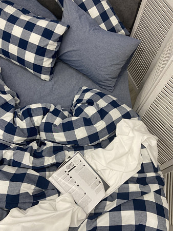 КПБ ALFABED Washed Cotton Navy Blue Square