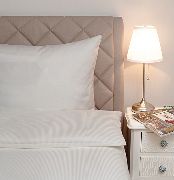 Fitted Sheet DOBBY WEAVE Fine Lines Ivory  H-25