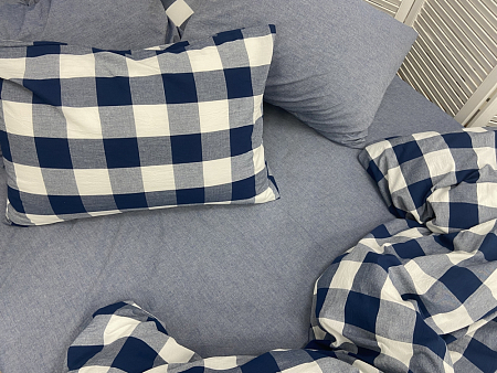 КПБ ALFABED Washed Cotton Navy Blue Square