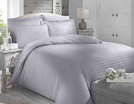 КПБ ALFABED Premium Woven Cotton Sateen Stripe Grey 3