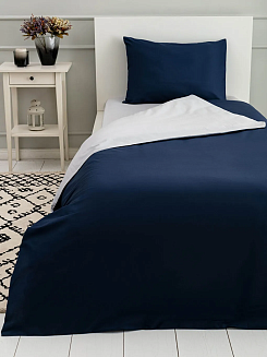 КПБ Italian Satin COL.117 QUETZAL (Темно синий)/COL A BIANCO (белый)