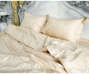 КПБ ALFABED Lux Jacquard Cotton Taupe Tree Leaves