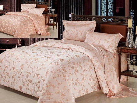 Duvet Cover Lux Double Face Jacquard Modal Provance Peach R F1 (темные цветы)