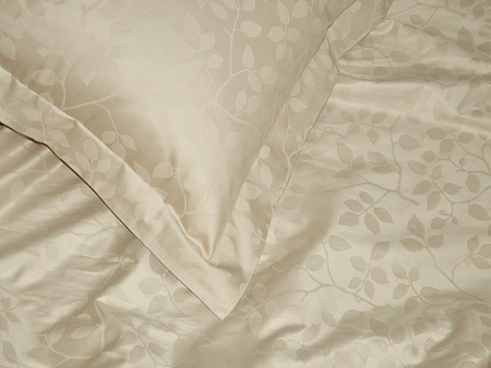 Pillow Case Lux Jacquard Cotton Taupe Tree Leaves 5/4